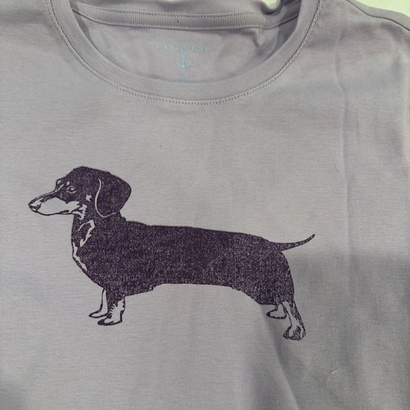 Kids Lands' End Lavender Long Sleeve Shirt with Dachshund Design - Picture 2 of 3